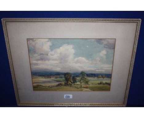 A framed and mounted Watercolour of a Landscape signed lower right M. Pothecary, 10" x 14"