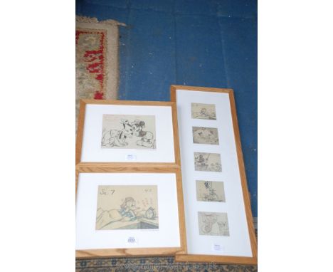 A Print of Mickey Mouse and Pluto from the original sketch society dog show 1939, a Print of Donald Duck 1941 from original s