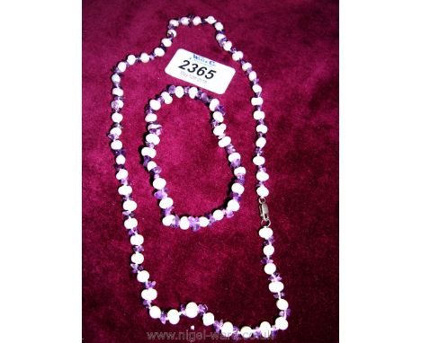 A Pearl and Amethyst .925 Necklace and Bracelet