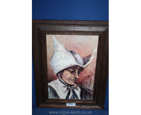 An Oil Painting of a Dutch Girl titled verso 'Dutch Twy Light'