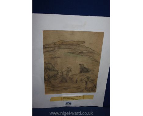 William Thornton Brocklebank (1882-1970) original Charcoal Sketch "On Dartmoor, Yes Tor 1934" with studio stamp verso
