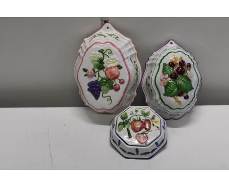 Three ceramic jelly molds 