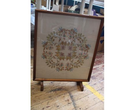 A Framed silk work fire screen. Postage unavailable 