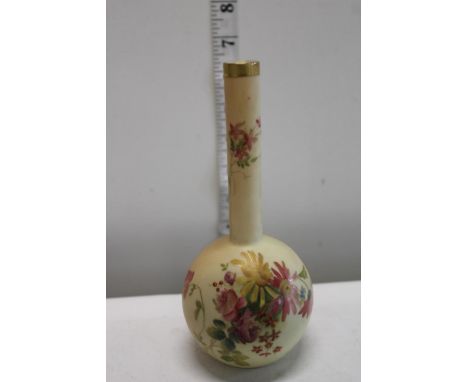 A Royal Worcester posy vase in blush ivory with hand painted flowers stamped 1215 to the base 