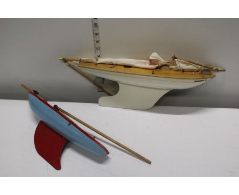 Two vintage wooden pond yachts 