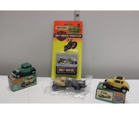 Three boxed Matchbox models &amp; Dinky lorry 
