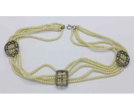A five strand vintage seed pearl choker