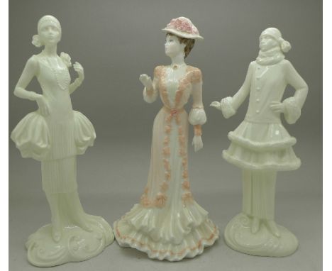 Two Royal Worcester Compton & Woodhouse figures, Kitty and Molly and a Coalport figure, Sophie