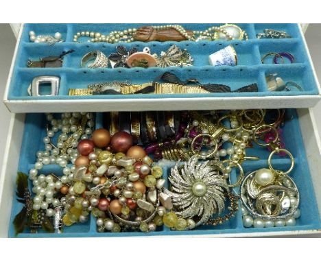 Vintage costume jewellery in a jewellery box