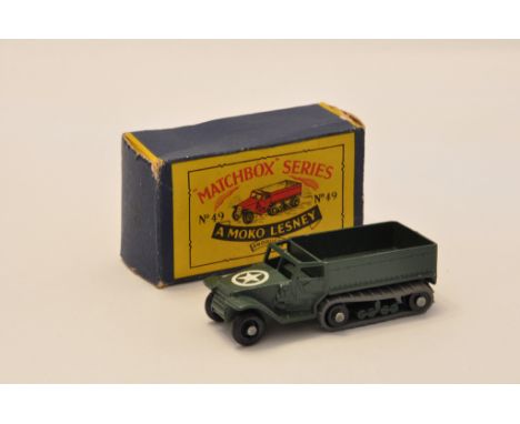 Matchbox No. 49 Army Half Trac. VG in G to VG Box.