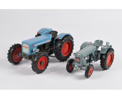 Tyro Toys 1/32 scale Eicher Tractor pair. Hand made from White Metal. Some damage but generally G with boxes. (2)