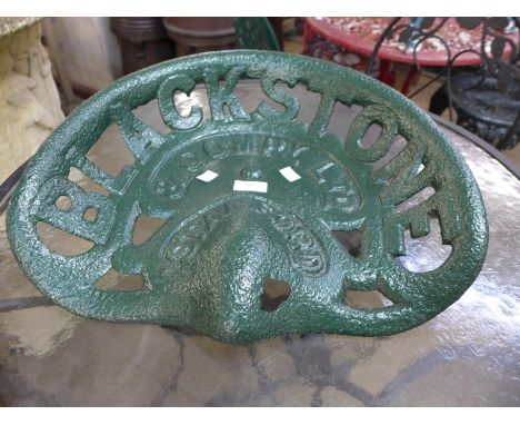 A cast iron Blackstone &amp; Company Ltd., tractor seat 