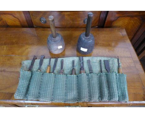 A set of cabinet makers tools, mostly signed J.Wallace 