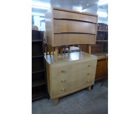 An Avalon light oak chest of drawers and another 