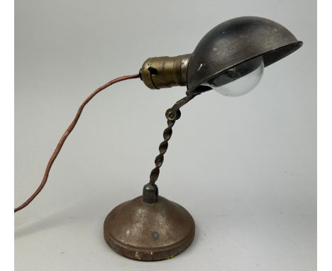 AN ANTIQUE METAL DESK LAMP PURCHASED FROM JOHN DERIAN NEW YORK, 25cm in height 