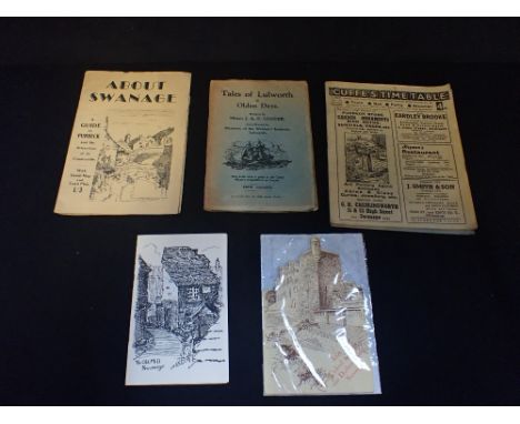 'ABOUT SWANAGE'; A VINTAGE GUIDE BOOK, and other Swanage ephemera, including Cuffe's Timetable
