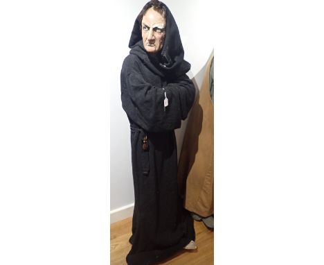 'THE CANTERBURY TALES' A FIBREGLASS STUDY OF 'A MONK' (from The Monk's Tale) dressed in a black cloak, 162cm high, provenance