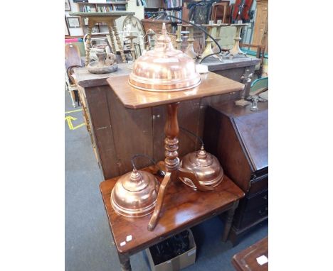 A 19TH CENTURY MAHOGANY TRIPOD TABLE and a 19th century table, with a re-used yew-wood top (cut down) (2)