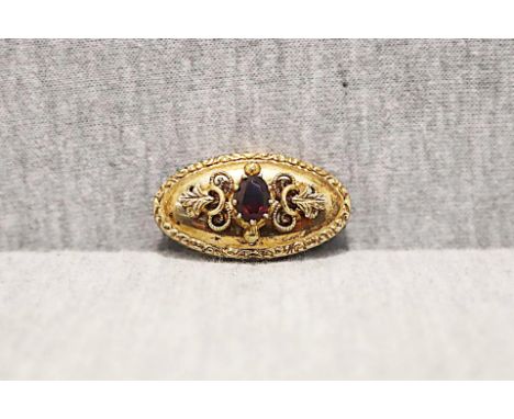 Brosche Antike Brosche; 835er Silber; Granat; 5,1g --- Antique brooch; 835 silver; Garnet; 5.1g