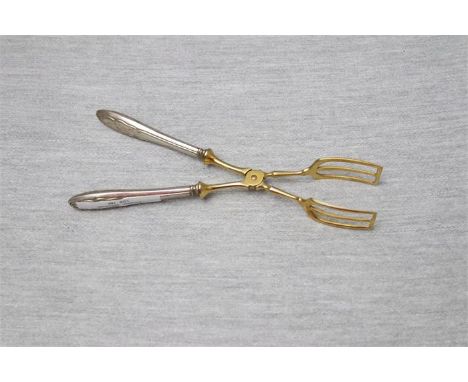 Kuchenzange  Silber 800 vergoldete Zange, ca. 19 cm; 56,8g --- Silver 800 gold-plated pliers, approx. 19 cm; 56.8g