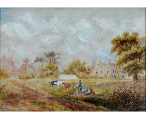 English School, 19th c - St Mary's Church, Ilkeston, Derbyshire,&nbsp;oil on millboard, 28 x 46.5cm, Catherine Ellen Travis, 