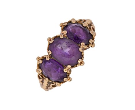 An amethyst ring, in gold, 1.8g, size J  Hoop repaired
