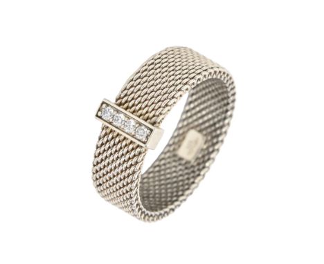 A Tiffany &amp; Co diamond ring, in silver, 4g, size Q  Good condition