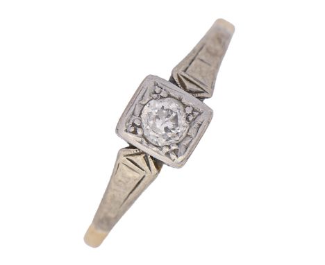 A diamond ring, in gold marked 18ct, 1.9g, size N  Light wear