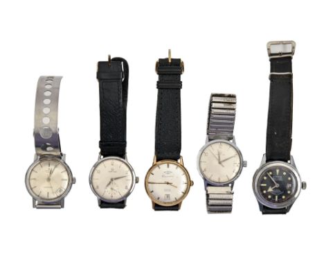 A Zenith stainless steel self-winding gentleman's wristwatch, 2600, 34mm diam and four various other wristwatches, including 