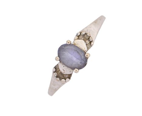 A tanzanite ring, in 9ct white gold, 1.7g, size S  Light wear