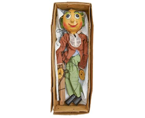 A Pelham Puppet, SI Mr Turnip Head, c. 1970,&nbsp;painted composite head and hands, blue paper labelled box  