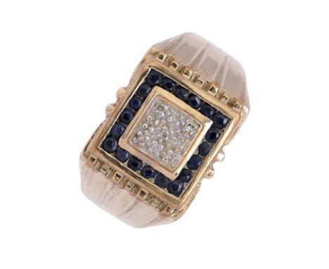 A diamond signet ring, in 9ct gold, Convention marked, 7.2g, size U  Good condition