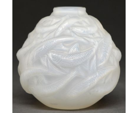 Oleron. A Lalique semi-opalescent glass vase, 90mm h, engraved R Lalique France No 100  Good condition