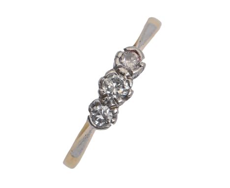 A diamond ring, gold hoop marked 18ct PLAT, 1.7g, size L  Good condition