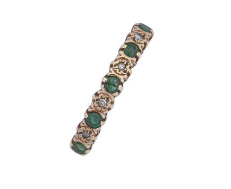 An emerald and diamond ring, in 9ct gold, 1.4g, size I  Good condition