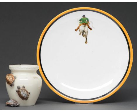 A Royal Worcester huntsman plate, the pattern designed by H R Millais, 1936, 22cm diam, puce printed mark and painted Designe