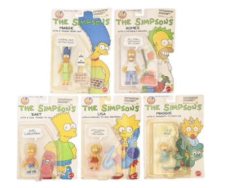 The Simpsons. Five Mattel figures, 20th/21st c,&nbsp;boxed, (5)  Good condition, light wear to packaging.