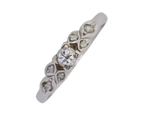 A diamond ring, in platinum, 3.3g, size M  Light wear