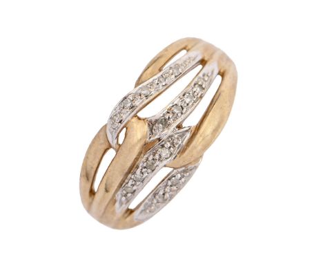 A diamond ring, in 9ct gold, 2.9g, size P  Slight wear