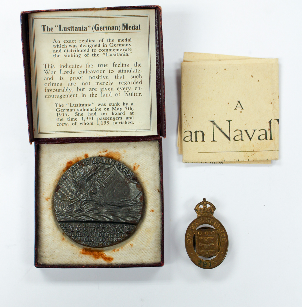 WW1 Lusitania Medal in original cardboard box complete with paper ...