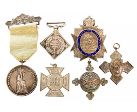 Five Army temperance Association medals, some in silver, along with a silver St John's Ambulance Association medal. (6)