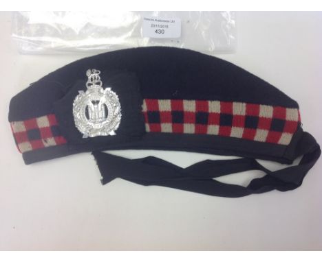 British Army Other Ranks Glengary cap with Queens Crown staybrite Kings Own Scottish Borderers cap badge