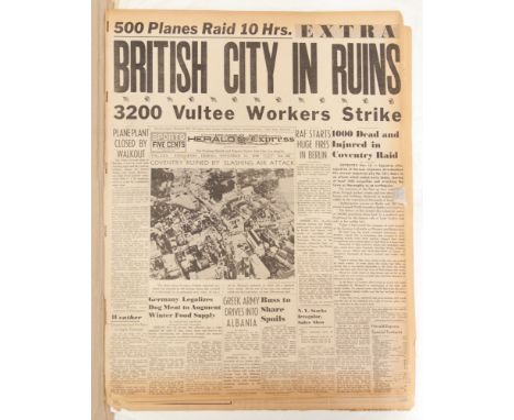 A collection of original period newspapers about the Coventry Blitz to include:

The Baltimore New Post 15 11 1940, 1000 Kill