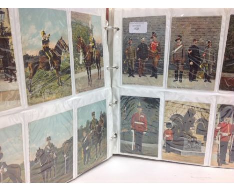 An album of two hundred and fifty plus military postcards circa 1905-1915, most correspondence between H.C. to R. Radford  