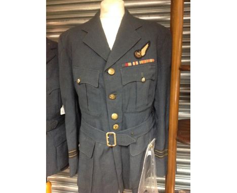 Post war ERII RAF service dress jacket to 'FLT LT Hall' navigator, dated 1956, together with a Army 'AB 64' pay book 1943 to 