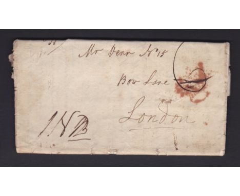 Cambs 1843 EL - from Cambridge to Ely with fine double ring cancels for both, M/S, one in red on obverse, XXXX