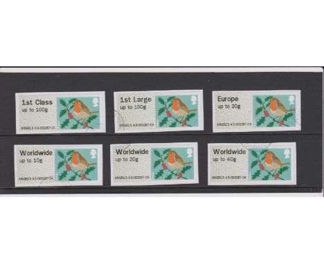 Great Britain Post and Go 2014 Christmas Robins F.U. set of 6 FS51a-FS56a Type III MA13
