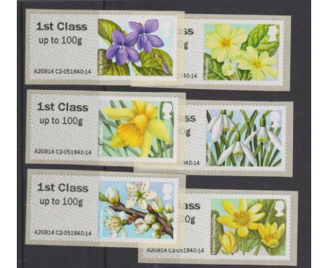 Great Britain Post and Go 2014 British Flora 1st series u/m set of 6 FS95 1st class up to 100g Type III MA14