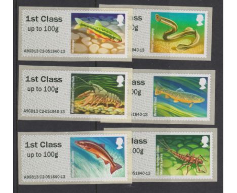 Great Britain Post and Go 2013 Freshwater Life FS71-FS76 u/m set of 6 1st class up to 100g Type II 