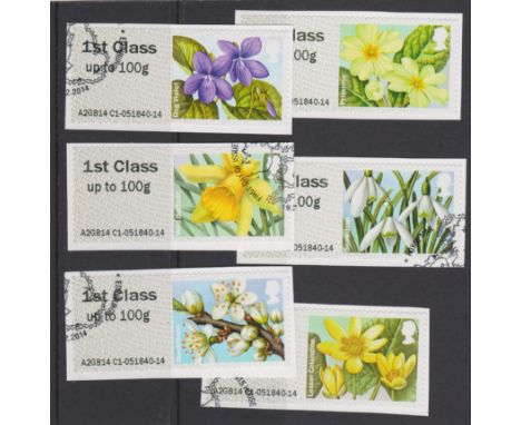 Great Britain Post and Go 2014 British Flora 1st series F.U. set of 6 FS95 1st class up to 100g Type III MA14